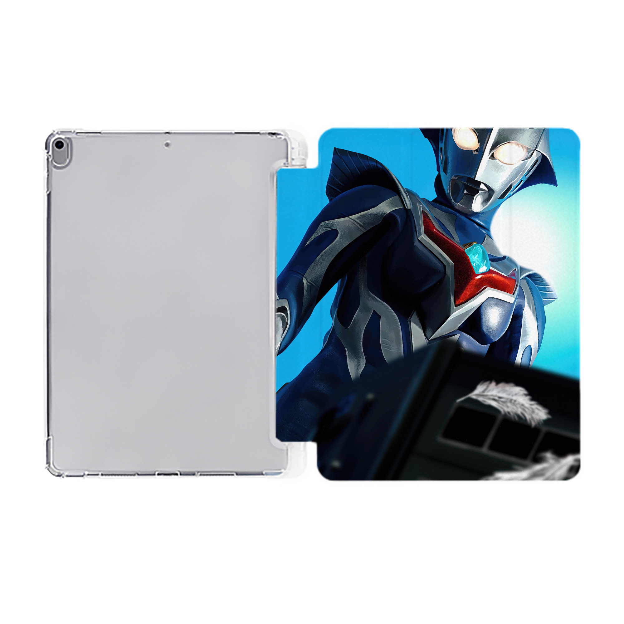 （画像用） ウルトラマン Ultraman IPad ケース ペン収納付き 三つ折りスタンド PUレザー×シリコン 対応機種9.5/10.5/10.9インチ